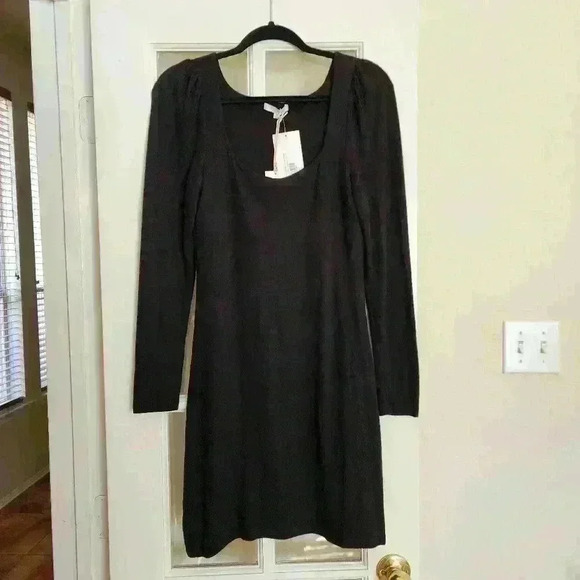NWT Z Supply Black Knee Length Long Sleeve Knit Winter Sweater Dress Medium - Picture 1 of 12